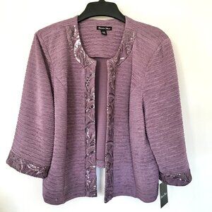Brianna Milay Women's 20W Mauve color Stretch Sequin Embroidery Dress Jacket NWT